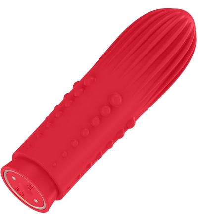 Красная вибропуля Turbo Rechargeable Bullet Lush - 9,8 см. - фото, цены
